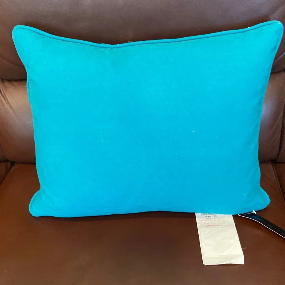 NEW‎ Super Cute Turquoise w/Silver Birds Decorative Pillow